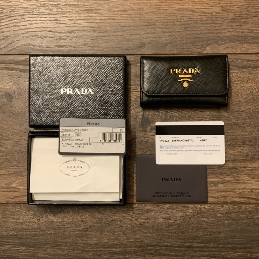Prada Nero (Black) Saffiano Leather 6 Key Holder Case
